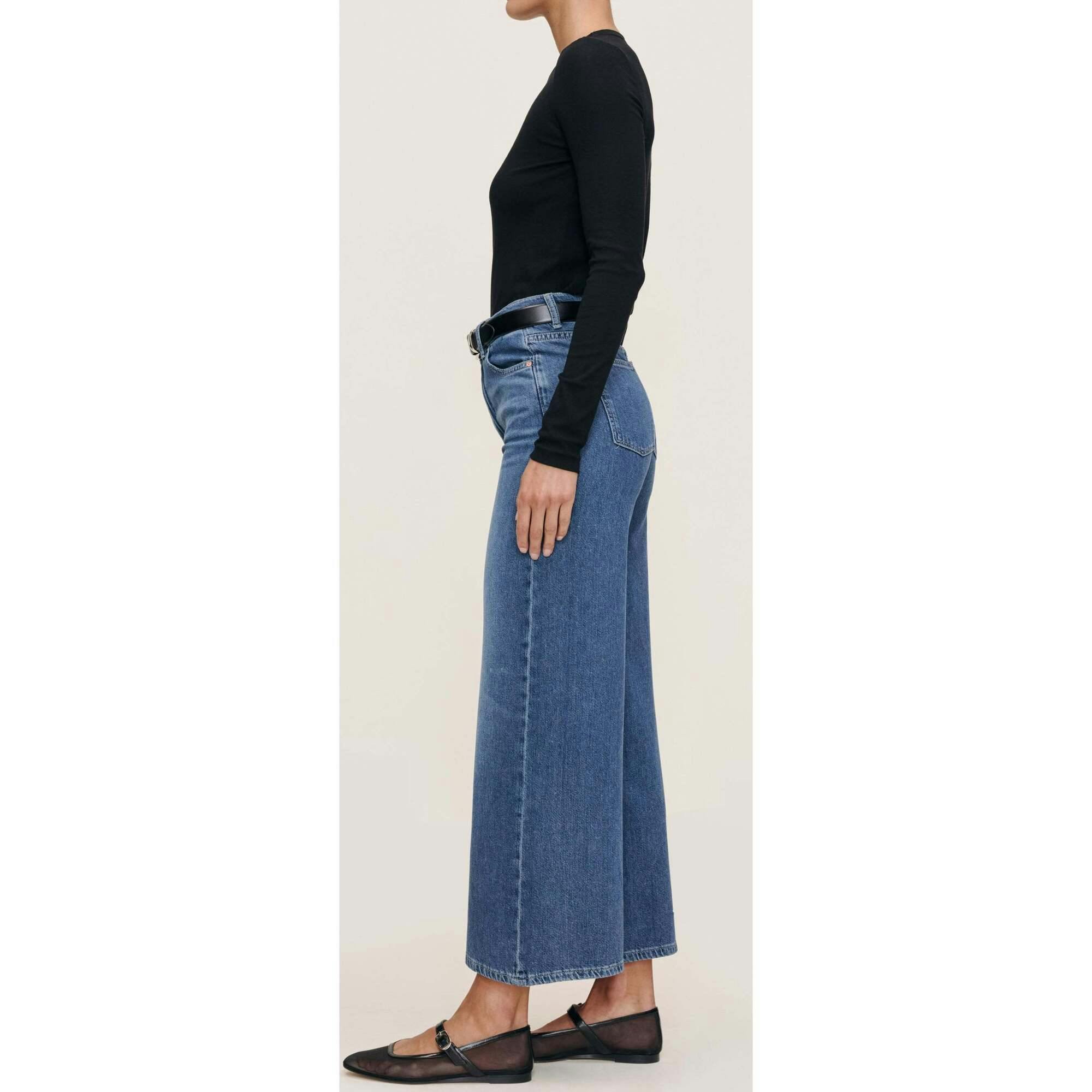 Hepburn Wide Leg High Rise Ankle Jeans Del Ray