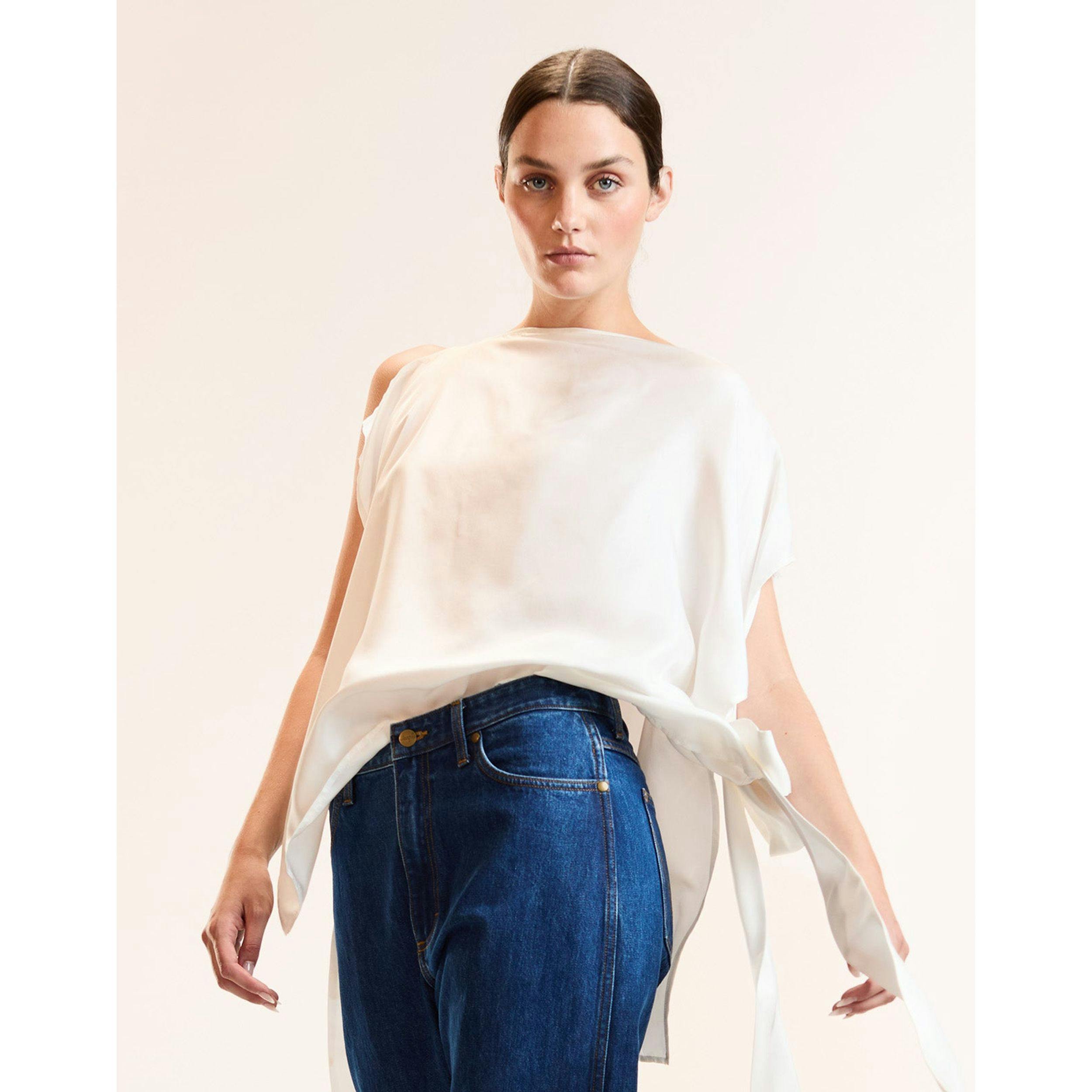 Windswept Tie Top, White