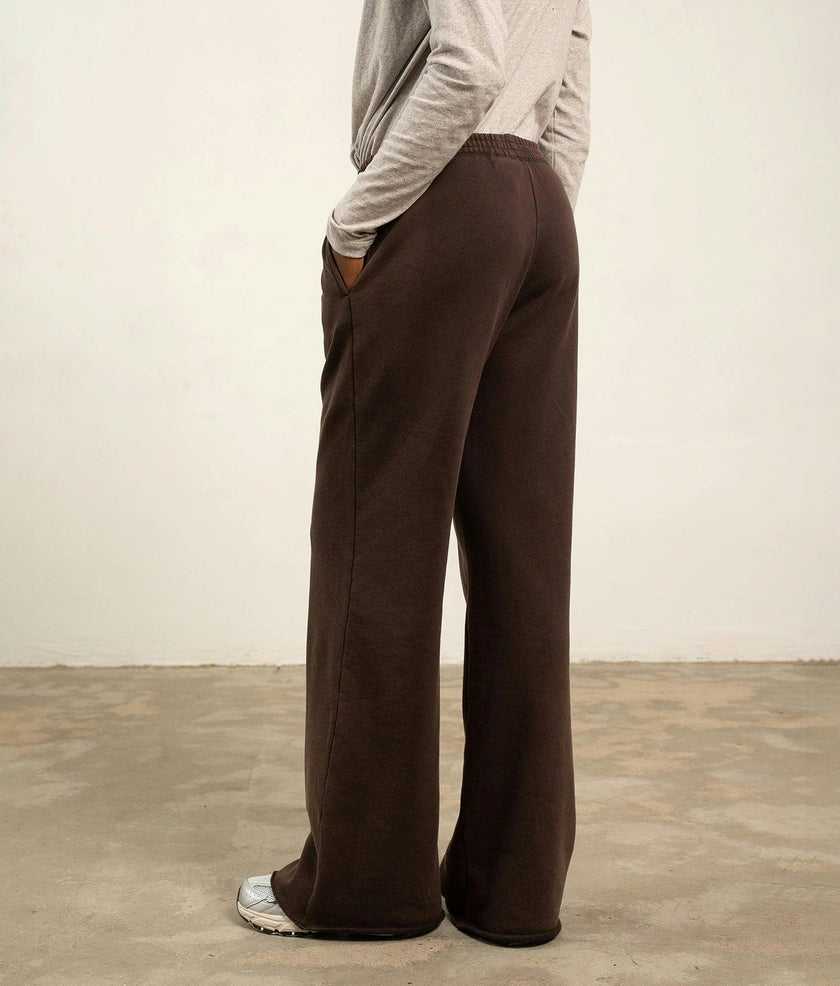 Womens Recycled Fleece Wide Leg Pant - Recycled Fleece - Mineral Ganache