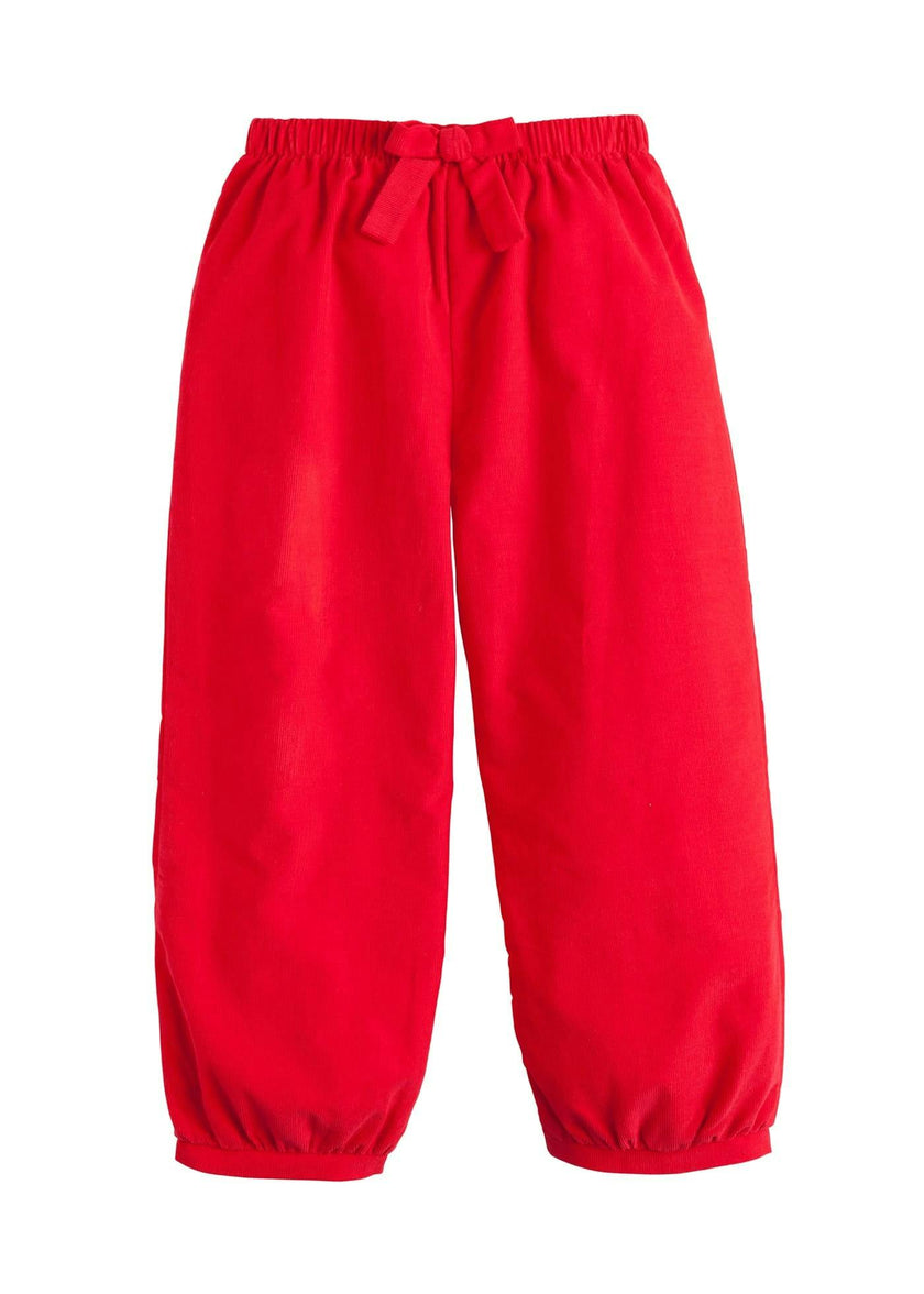 Banded Bow Pants - Red Corduroy