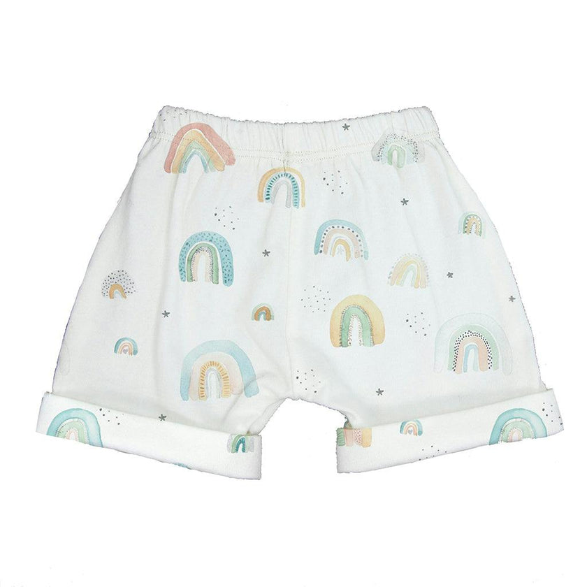 Cream Rainbow Print Shorts