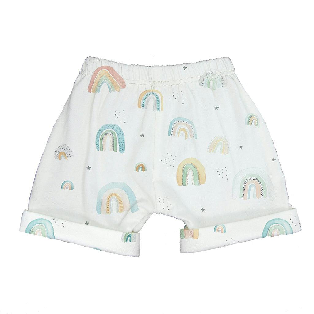 Cream Rainbow Print Shorts