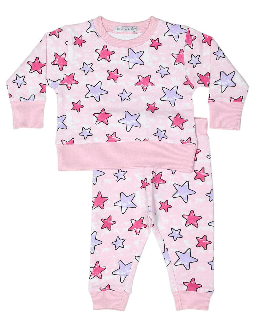 Toddler Tie Dye Sweat Set - Pink Stars