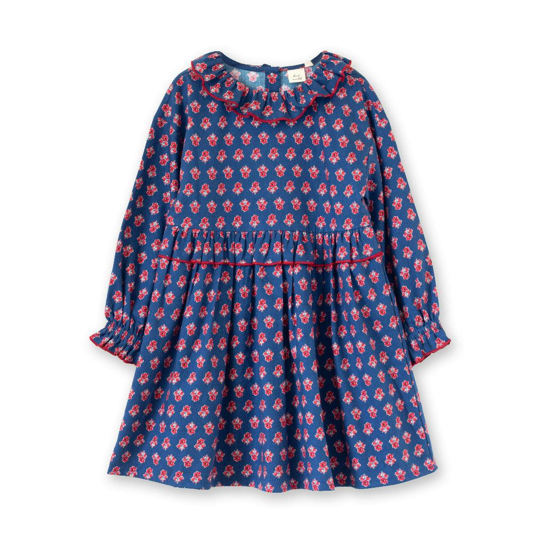 Girls All-Over Print Ruffle Collar Long Sleeve Dress