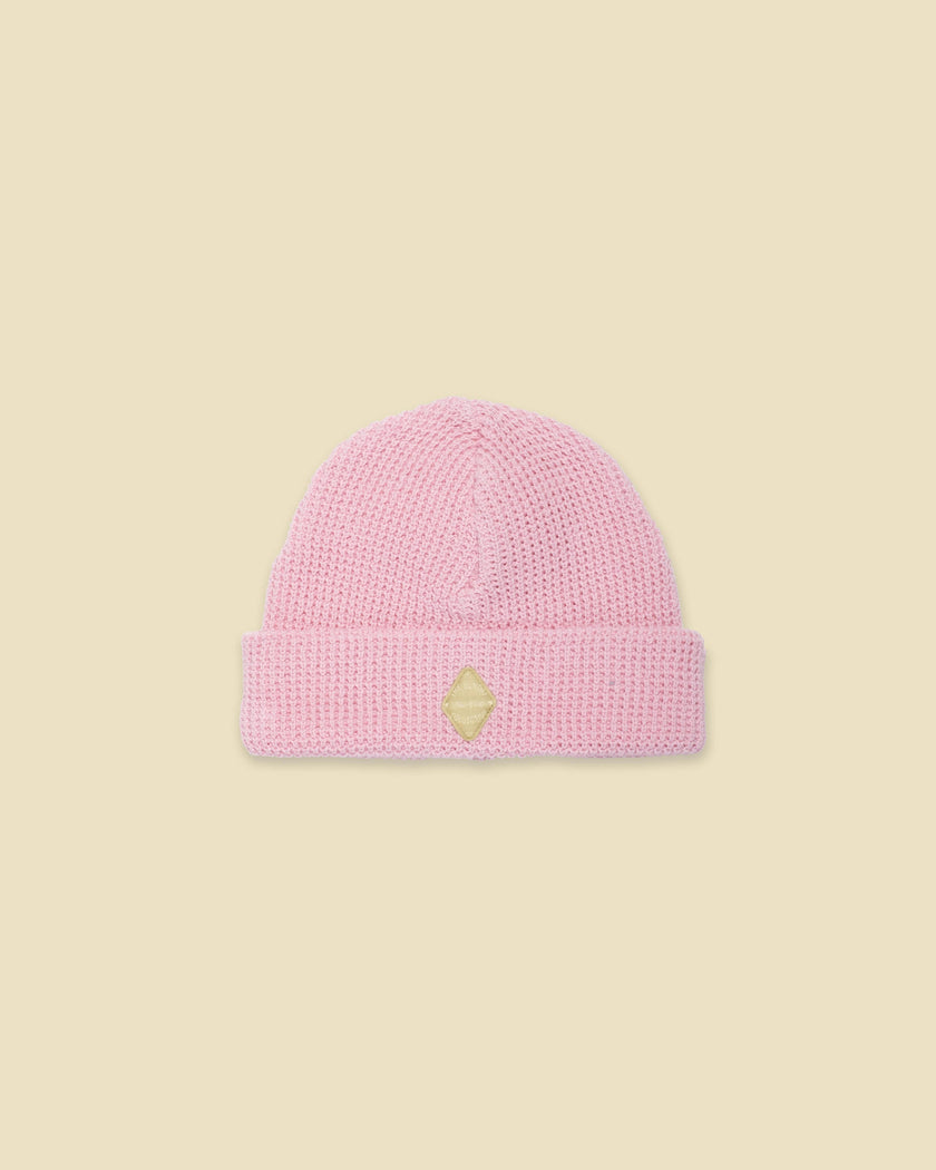 Organic Waffle Knit Beanie in Rhapsody Rose