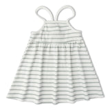 Organic Tie-Back Strap Dress - Fog Stripes