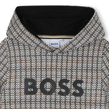Black Hooded Sweat Top Brown Pattern