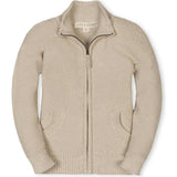 Organic Long Sleeve Full Zip Raglan Mock Neck Sweater, Beige