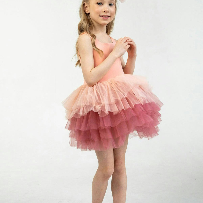 Salmon Bloom Tutu Dress