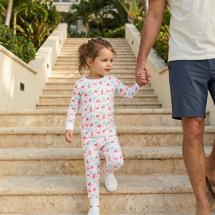The Organic Long Sleeve Pajama Set [Flamingos]