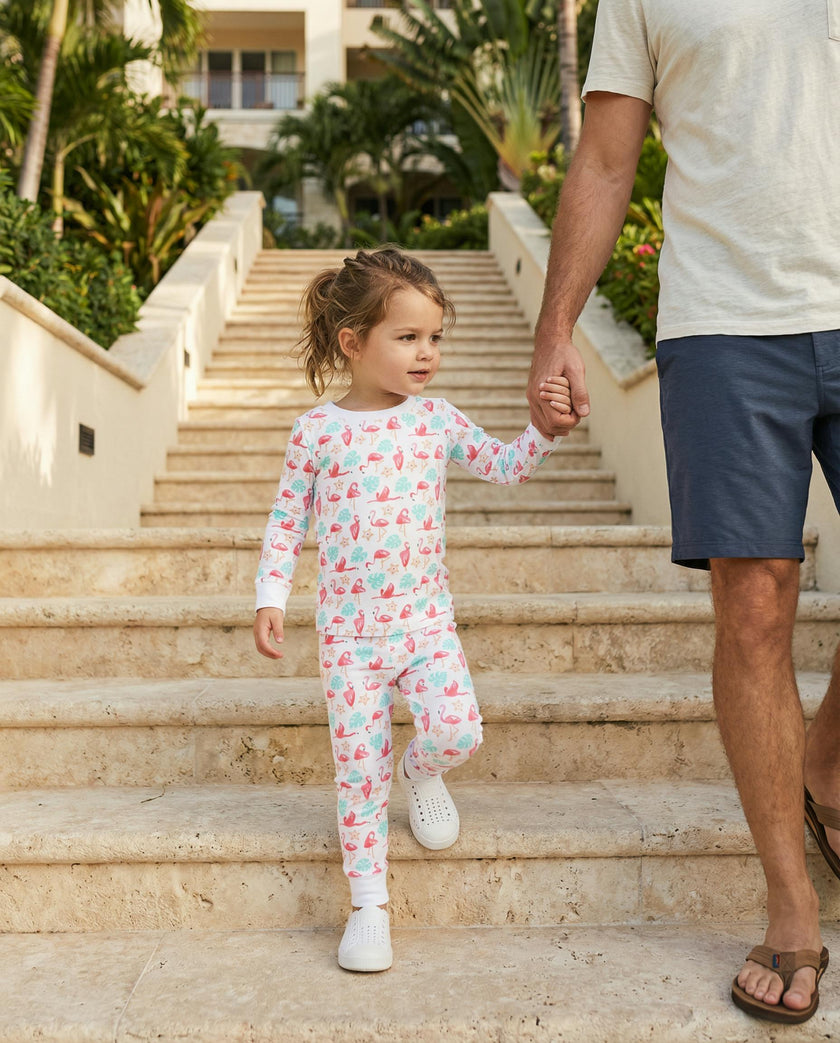 The Organic Long Sleeve Pajama Set [Flamingos]
