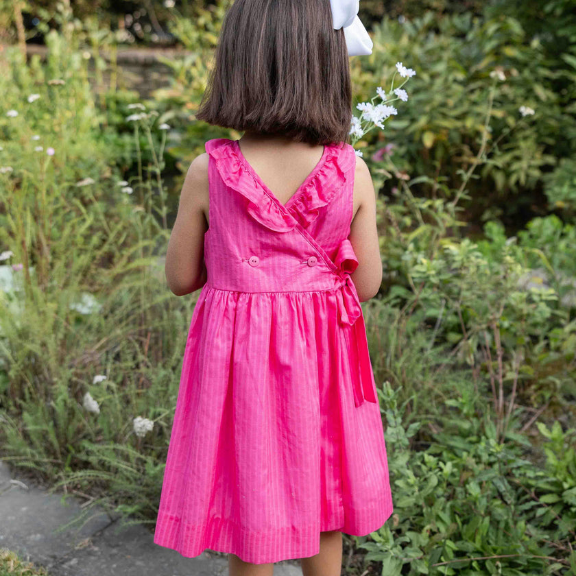 Shimmer Stripe Lawn Dress With Flowers