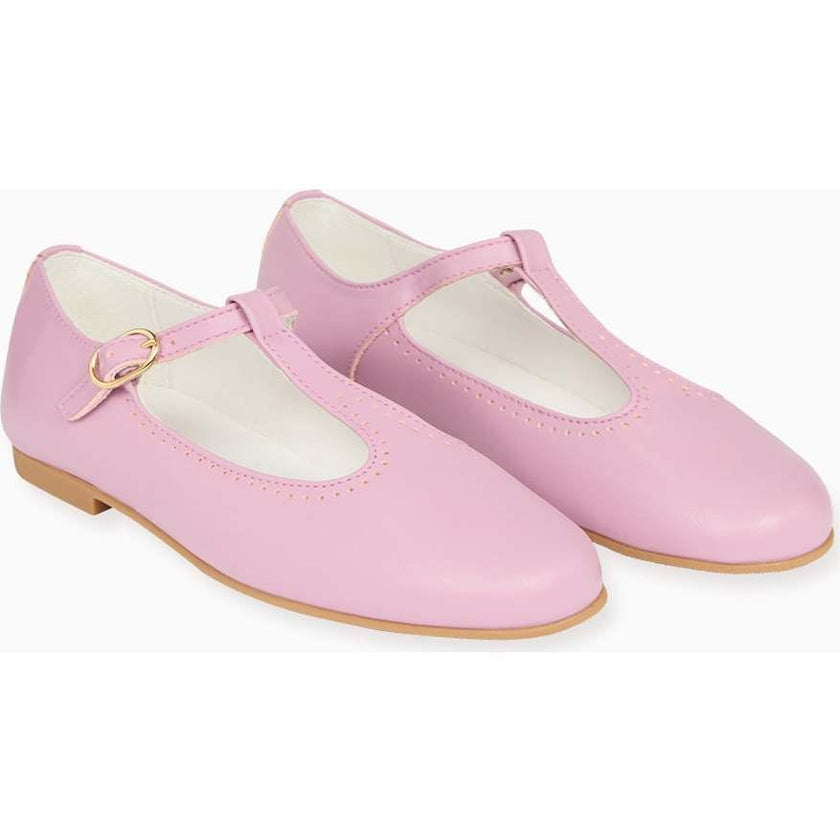 Lilac Leather Girl T-Bar Shoes