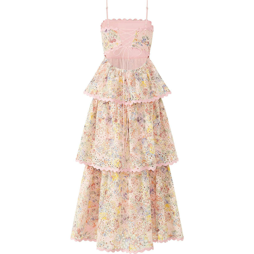 Alanna Frill Embroidered Maxi Dress (Women)