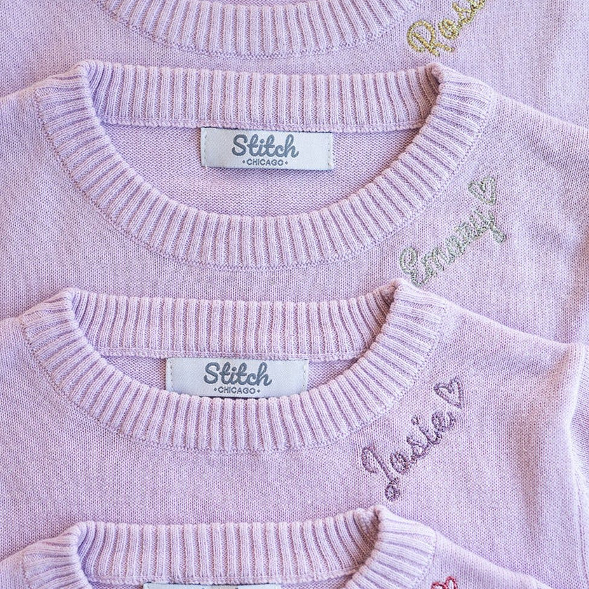 Monogram Embroidered Crewneck Sweater with Glitter
