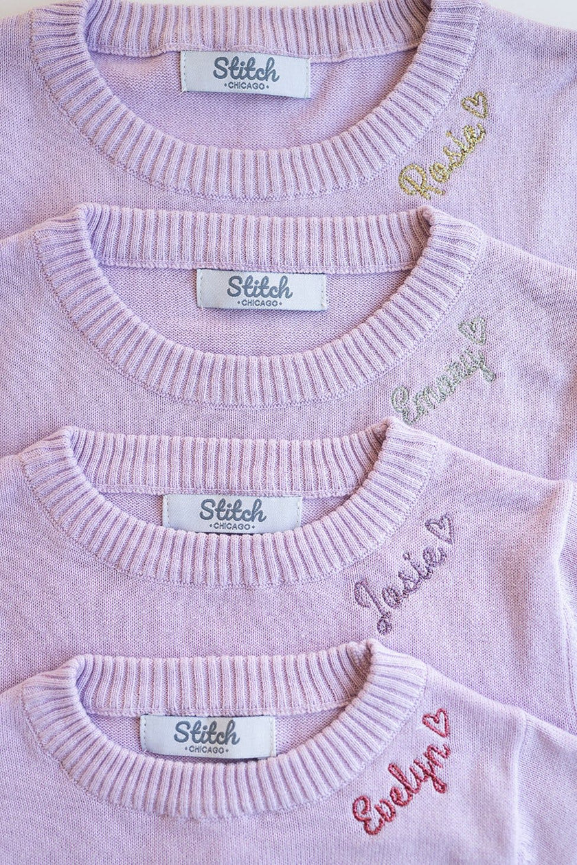 Monogram Embroidered Crewneck Sweater with Glitter