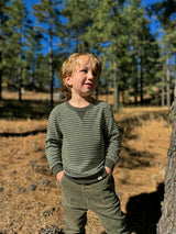 TARQUIN  sweatshirt green/cream  brushed stripe