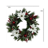 26" White Poinsettia, Pinecone & Berry Wreath Pre-Lit