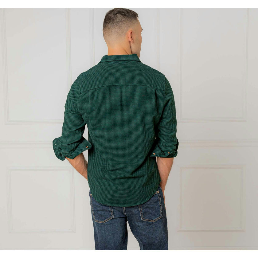 Men's Organic Long Sleeve Flannel Button Down Shirt, Green