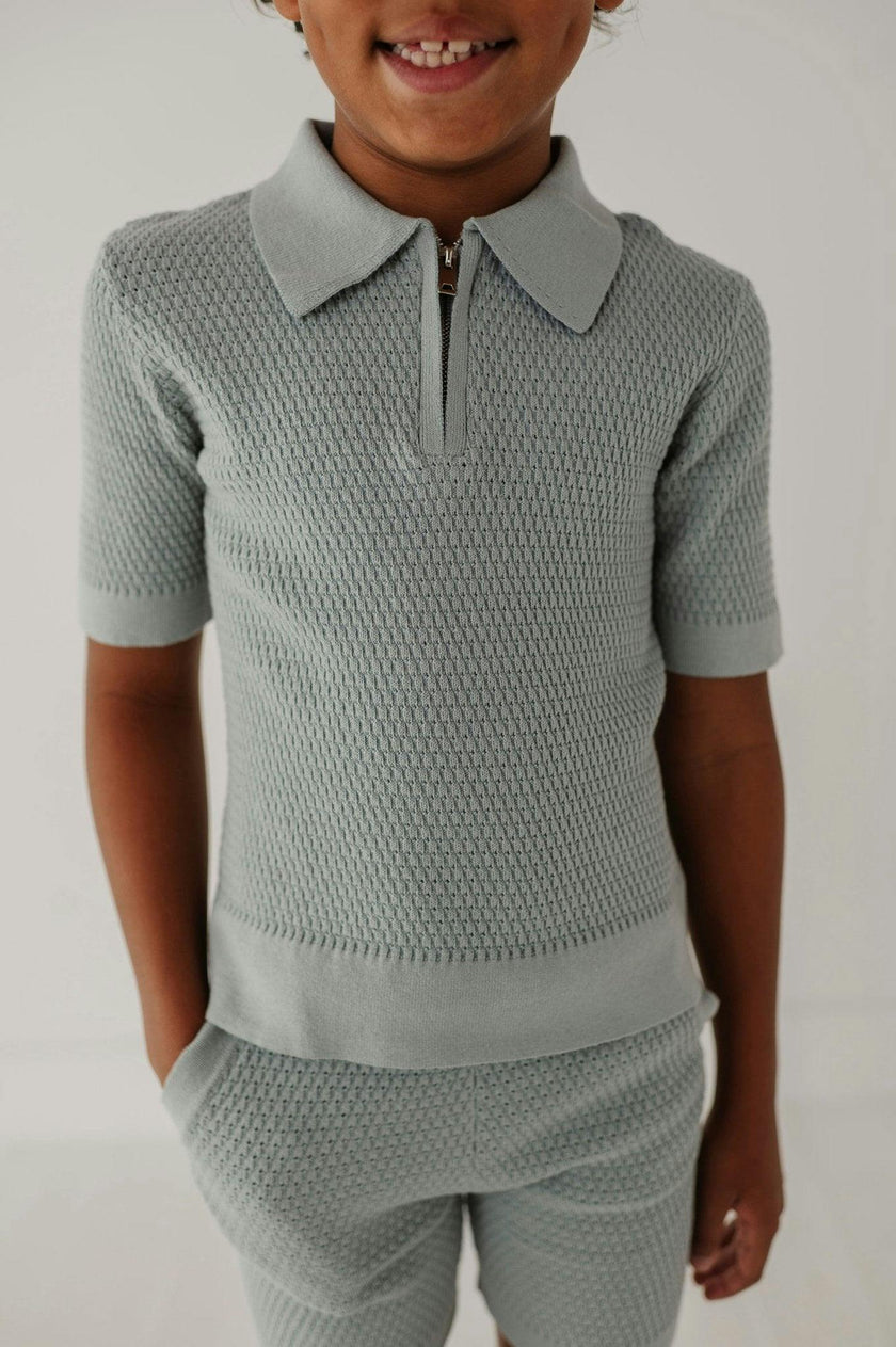 Boys Sweater Top in Cloud Blue