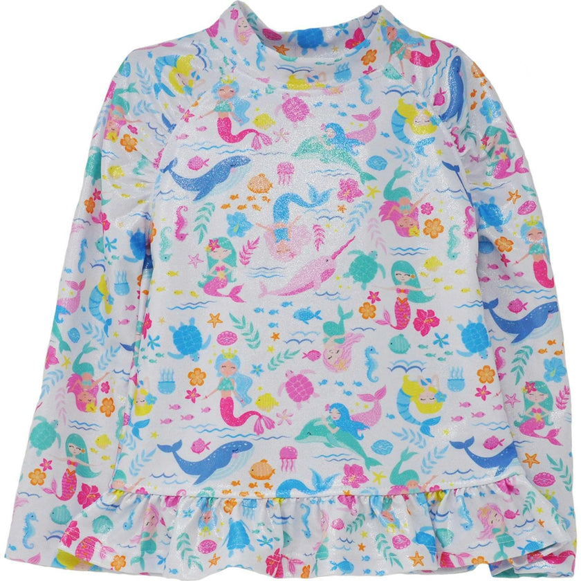 UPF 50+ Ruffle Rash Guard | Mermaid Friends