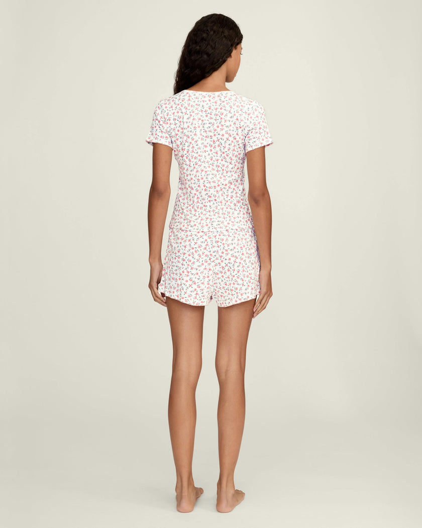 Women's Pointelle Shorts in Pink Floral
