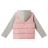 Hooded Puffer Vest Jacket | Pink Heather