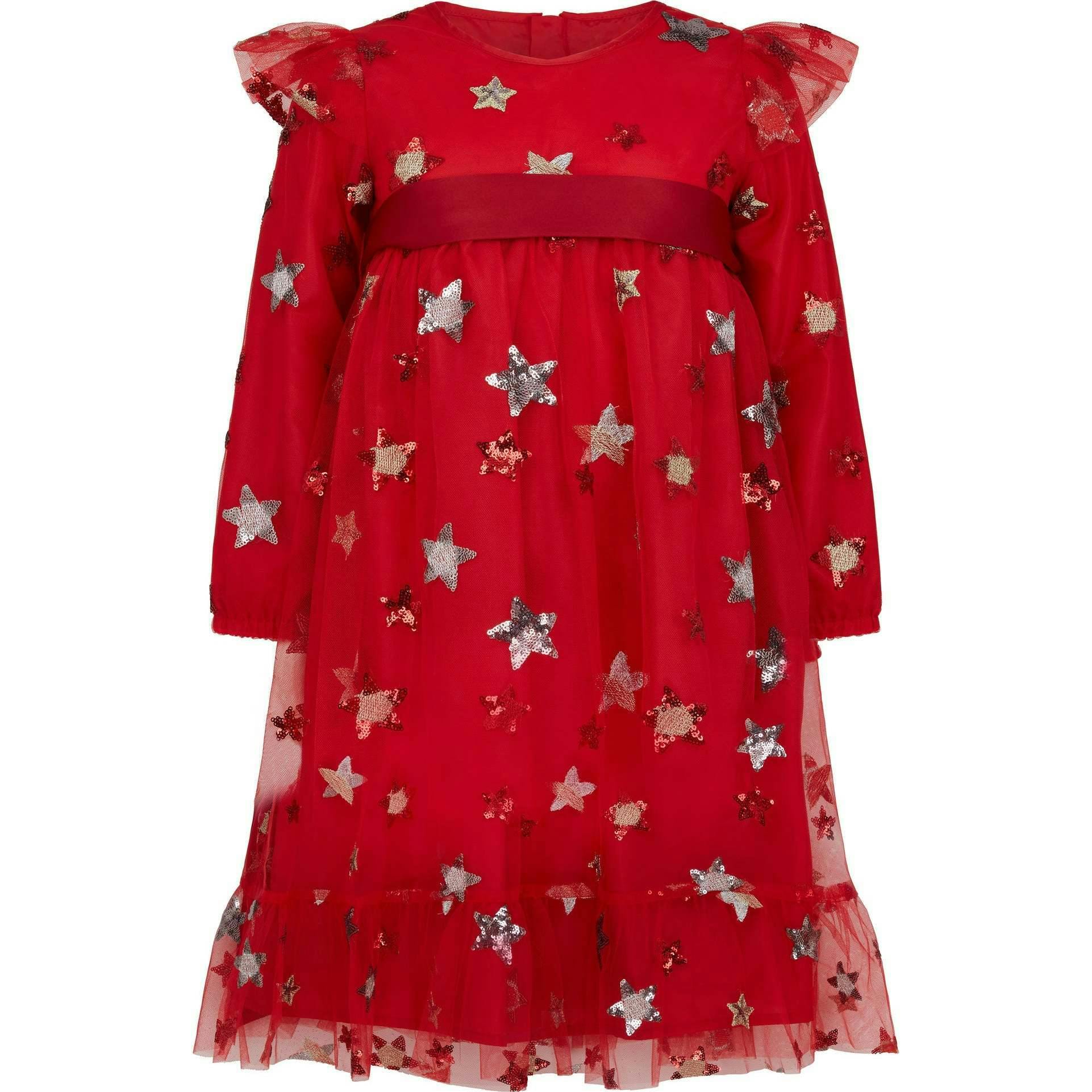 Seren Embroidered Sequin Star Party Dress