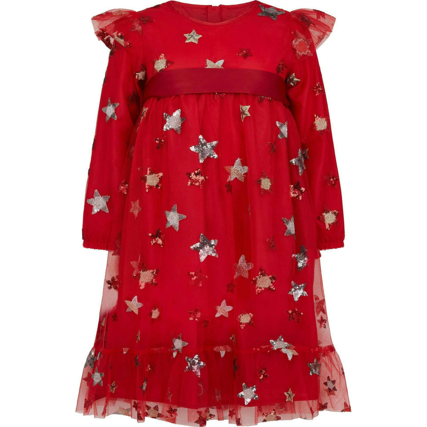 Seren Embroidered Sequin Star Party Dress