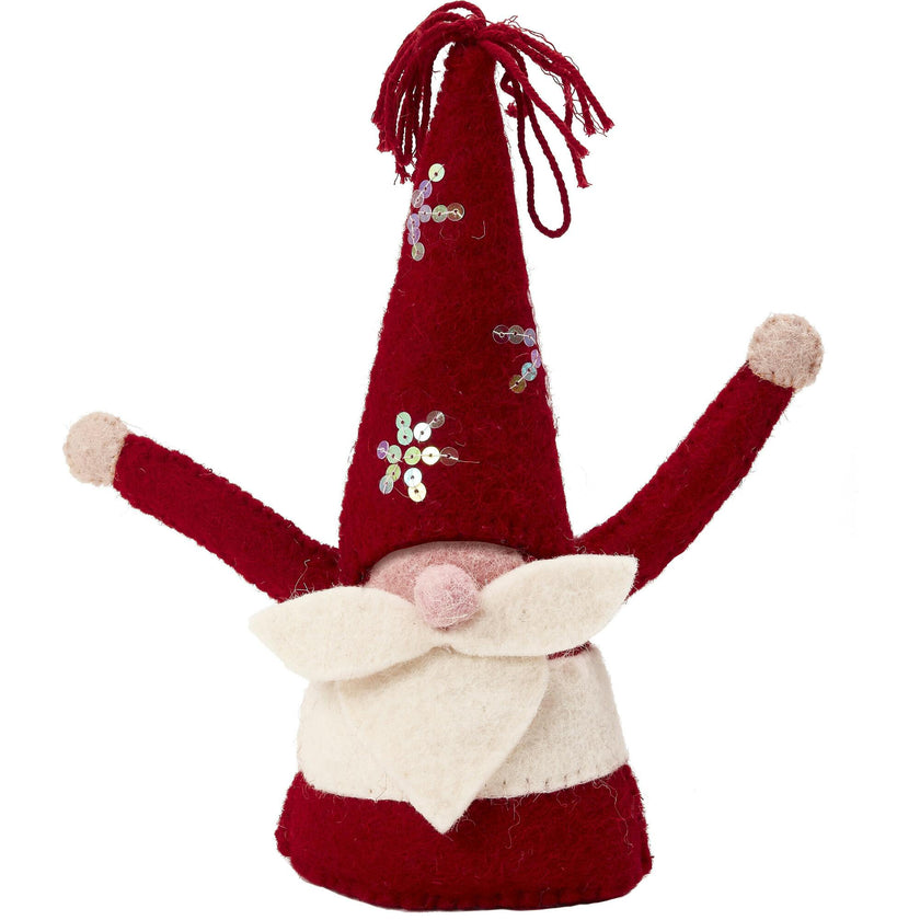 Handmade Christmas Gnome Tree Topper in Hand Felted Wool