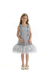 Silver Sequin Feather Dress