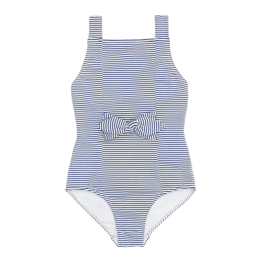 Girls Harbor Stripe Tie-Front One Piece