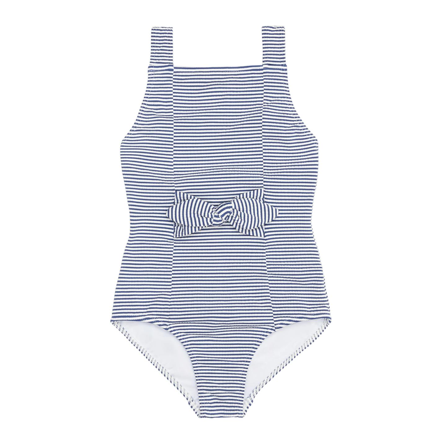 Girls Harbor Stripe Tie-Front One Piece