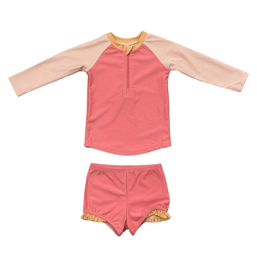 Girl's Zip Rash Guard Swimsuit
