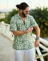The Passport to Paradise - Men's Linen Passport Stamp Hawaiian Shirt