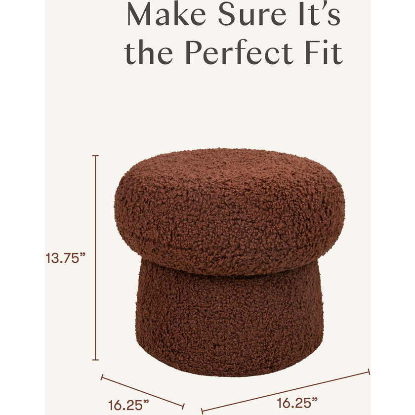 Mini Mushroom Pouf in Rouge Teddy Loop