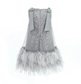 Silver Sequin Feather Dress