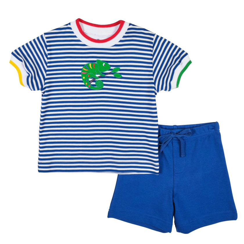 Stripe Knit T-Shirt With Lizard