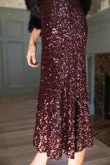 Coralie Skirt in Burgundy Sequin