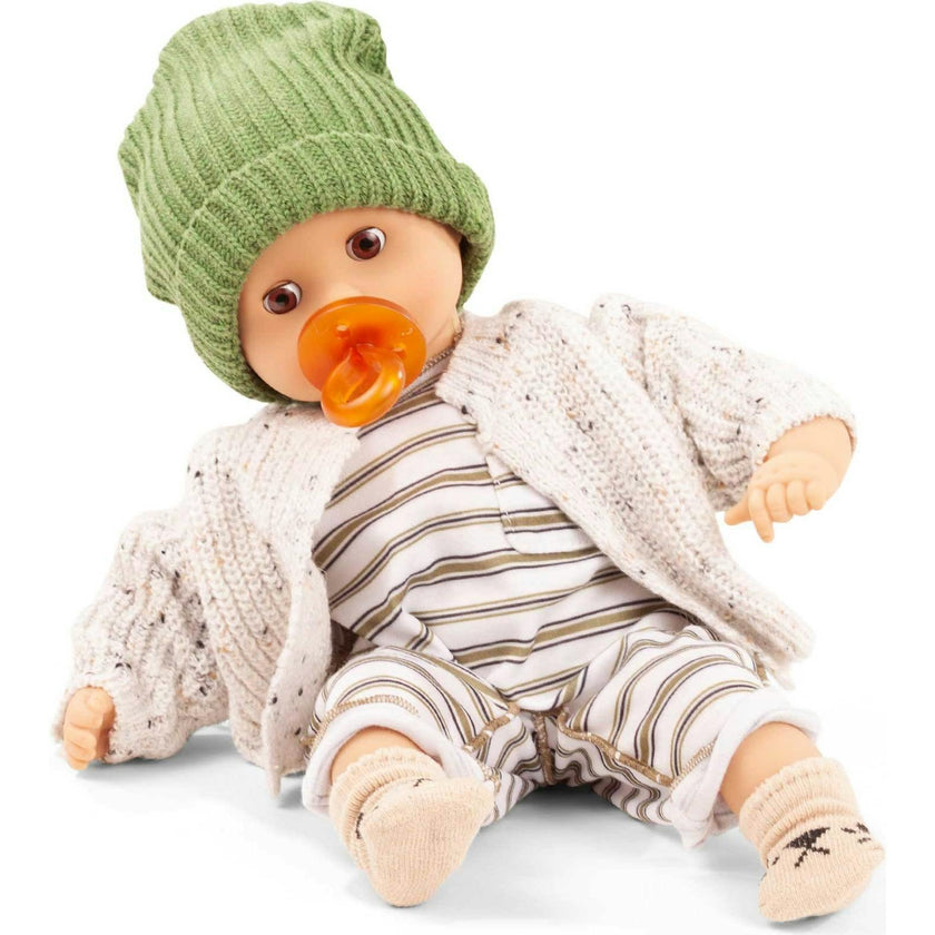 Muffin Baby 13" Baby Doll with Sleepy Brown Eyes and Striped City Outfit