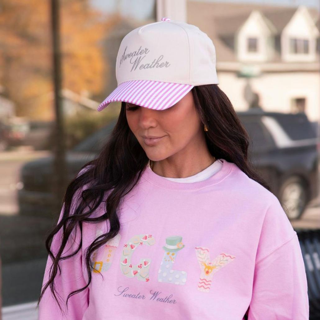 Sweater Weather Striped Brim Hat