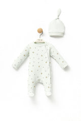 Mint Pumpkin Print Babygrow & Hat