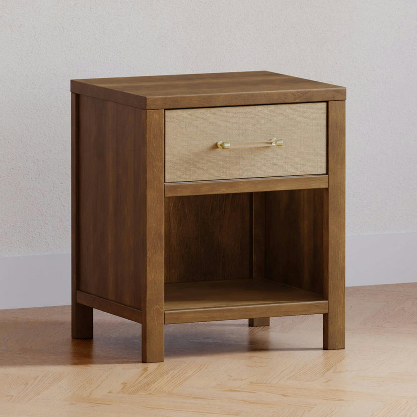 Eloise Assembled Nightstand in Natural Walnut & Performance Sand Eco-Weave
