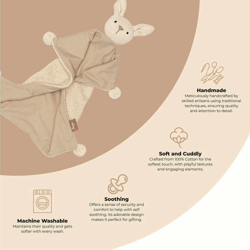 Avery Organic Cotton Baby Lovey Blanket (Ollie The Bunny)
