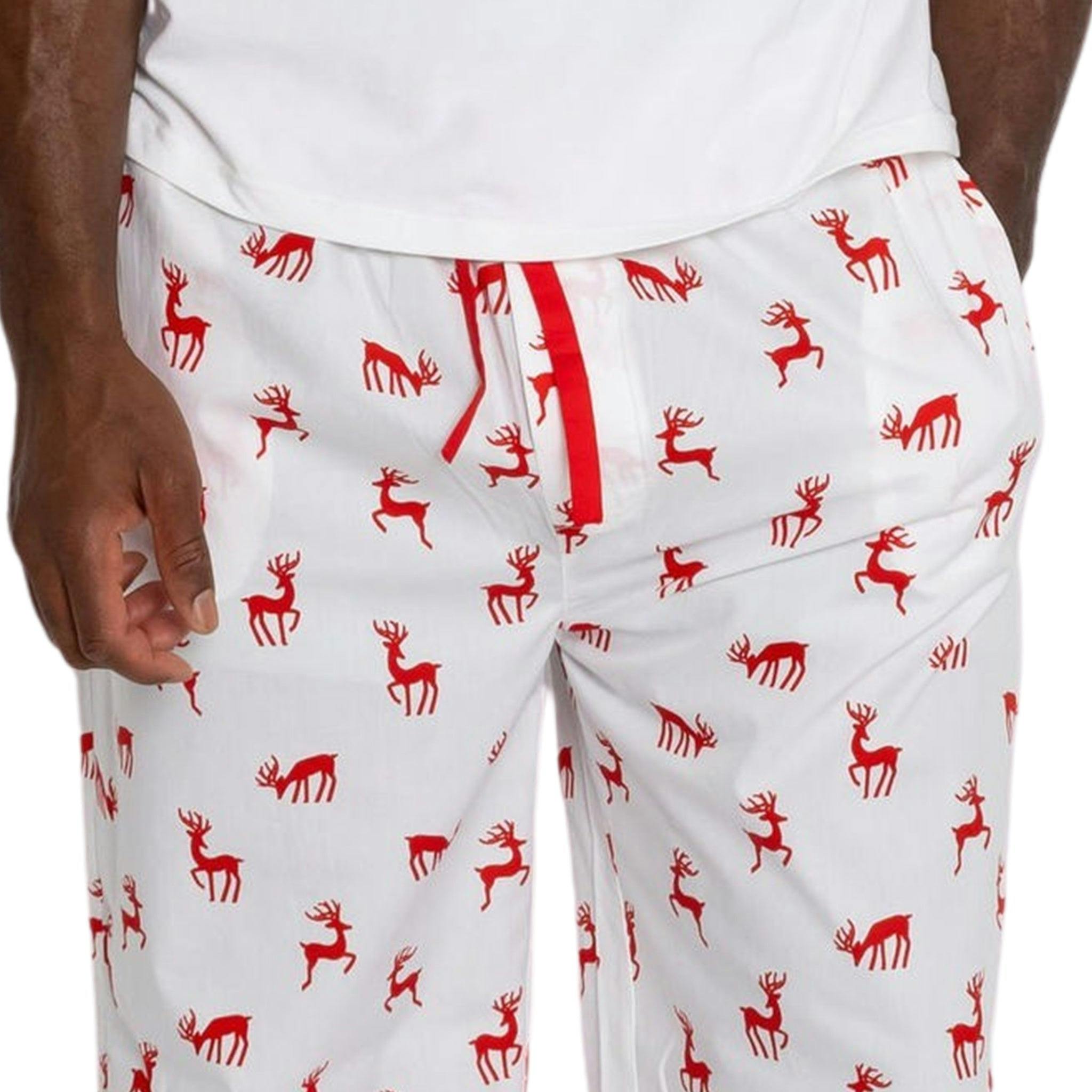 Men's Reindeer Red Long PJ Set - Organic Cotton Poplin