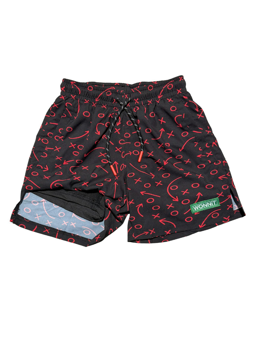 Gettin' Route-y: Black & Red Boys Shorts