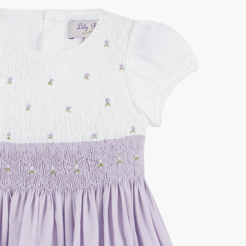 Rose Hand Smocked Dress in Lilac