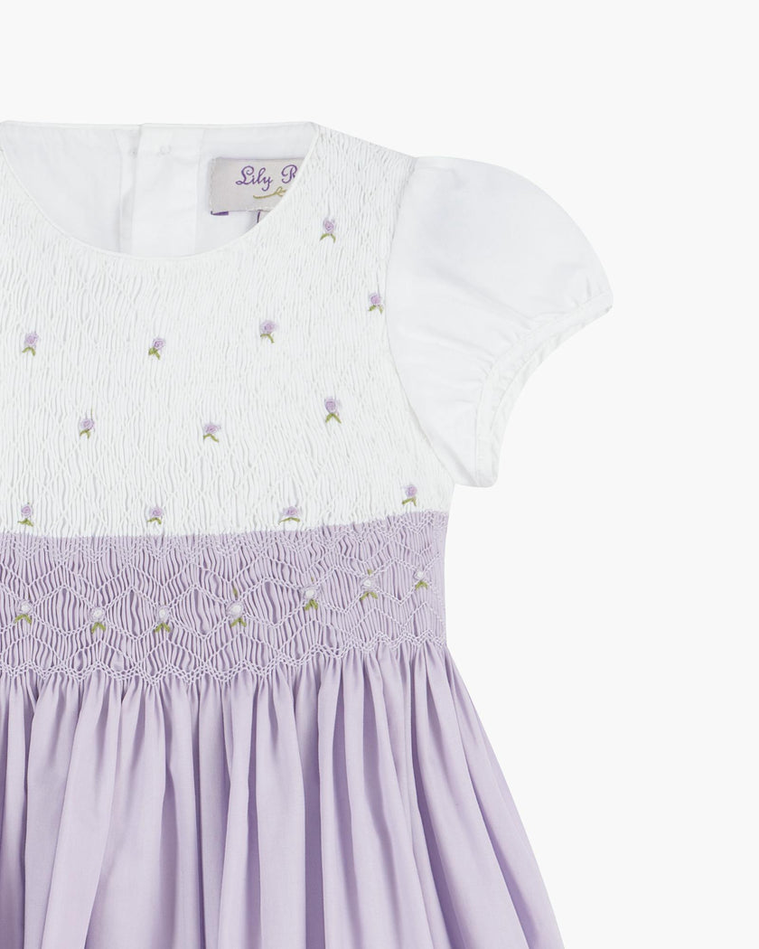 Rose Hand Smocked Dress in Lilac