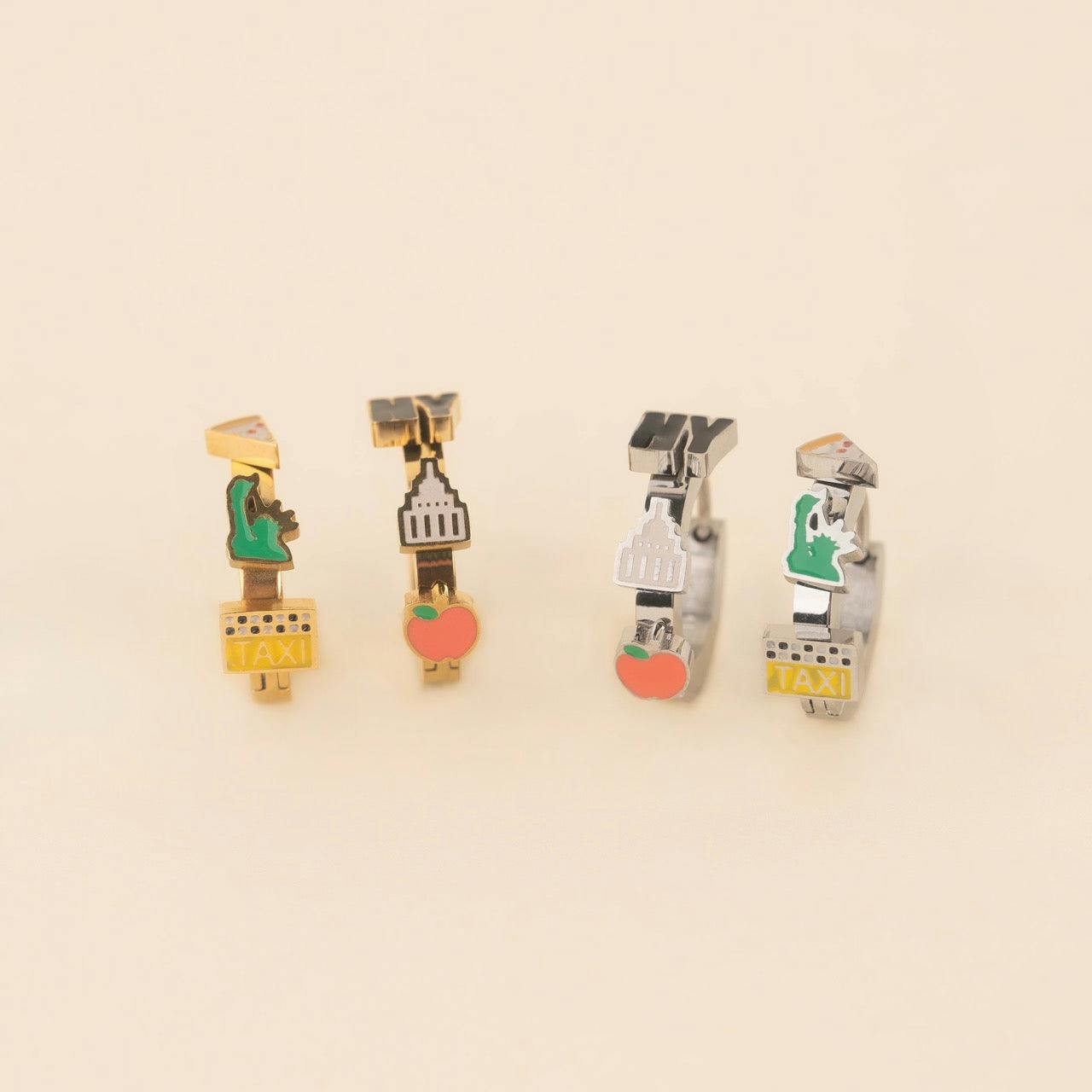 NYC 3D Huggie Hoop Earrings