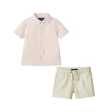 Infant Boys Puckered Buttondown & Shorts Set | Coral Breeze